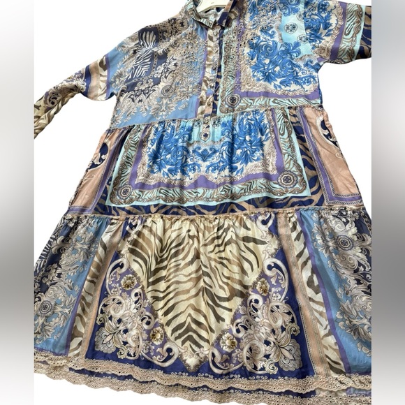 Johnny Was Valentin Jasmine 100% Silk Unlined Dress Women Size M Embroidered - Picture 9 of 14